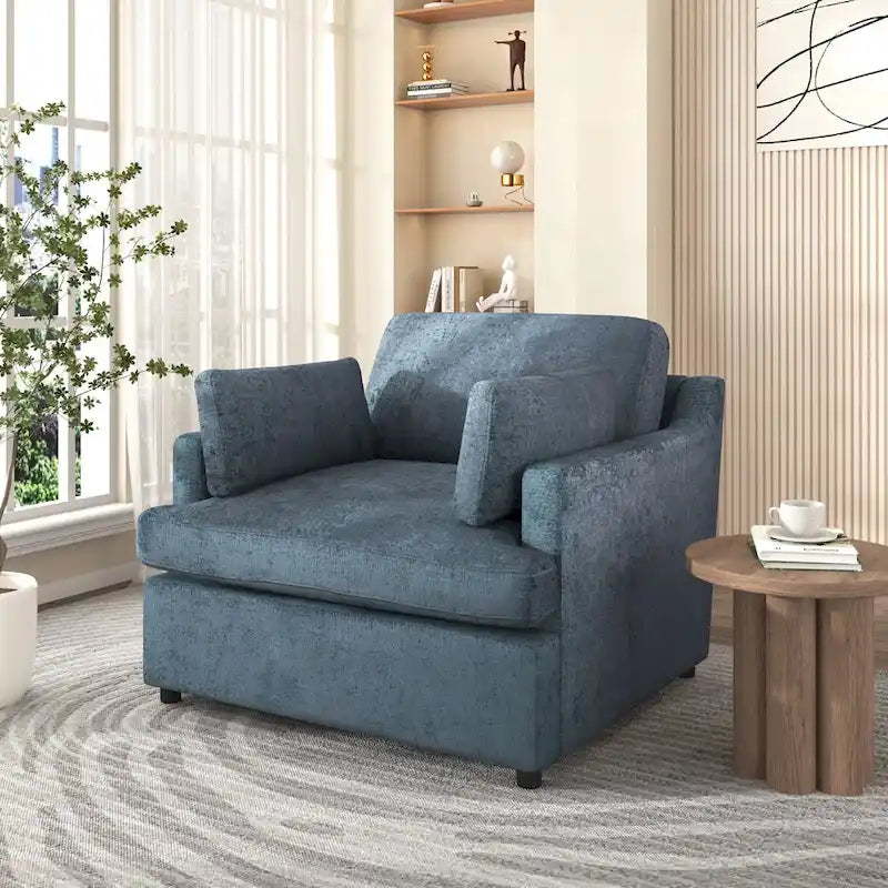 Fauteuil d'appoint 37 po avec pieds en plastique et coussins décoratifs