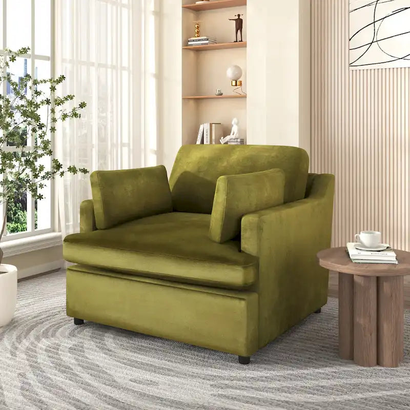Fauteuil d'appoint 37 po avec pieds en plastique et coussins décoratifs