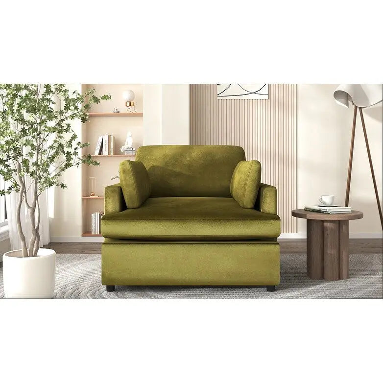 Fauteuil d'appoint 37 po avec pieds en plastique et coussins décoratifs