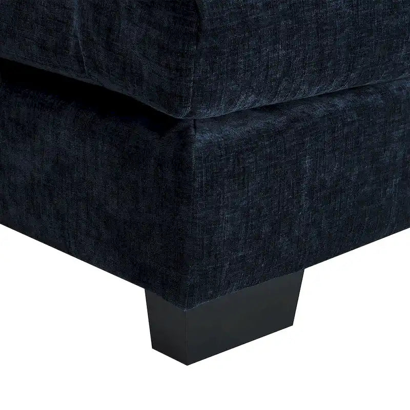 Canapé modulaire convertible 6 places en U en chenille bleue avec méridienne
