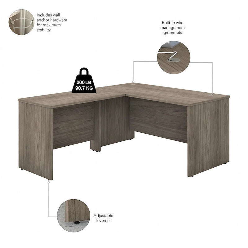 Bureau d'angle en L de 60 pouces (avec table latérale de 42 pouces)