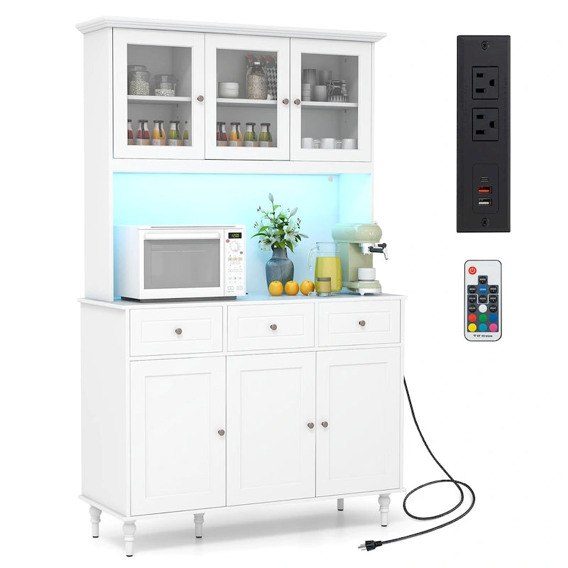 Meuble de rangement haut de cuisine de 77 po avec lumières DEL et