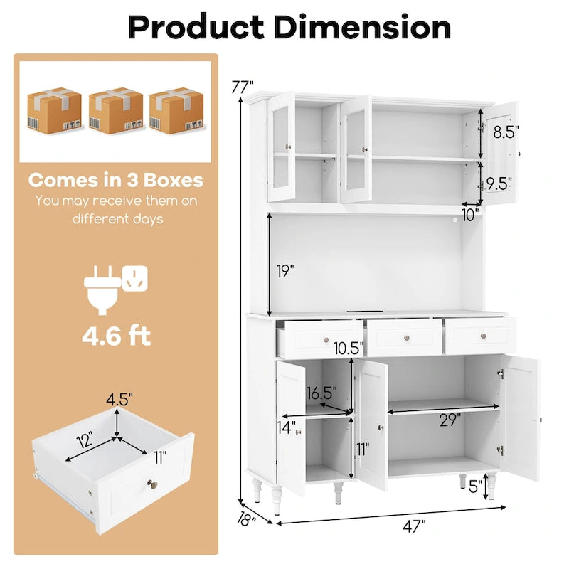 Meuble de rangement haut de cuisine de 77 po avec lumières DEL et