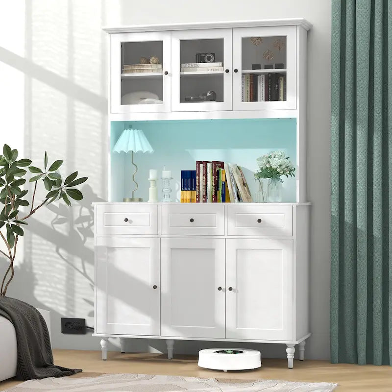 Meuble de rangement haut de cuisine de 77 po avec lumières DEL et