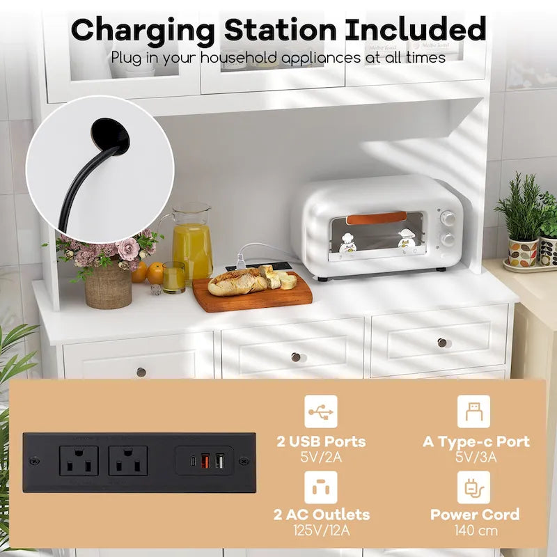 Meuble de rangement haut de cuisine de 77 po avec lumières DEL et