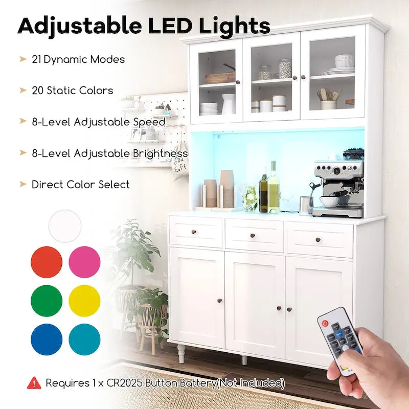 Meuble de rangement haut de cuisine de 77 po avec lumières DEL et
