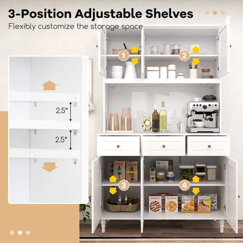 Meuble de rangement haut de cuisine de 77 po avec lumières DEL et