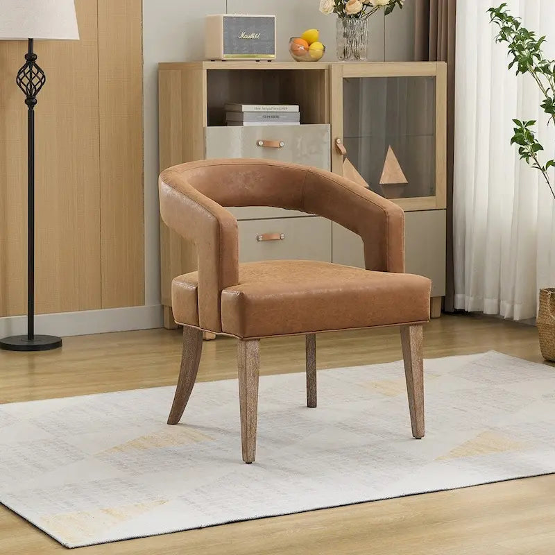 Fauteuil d'appoint rembourré, moderne, large de 25,79 po, dossier ouvert, en forme de tonneau