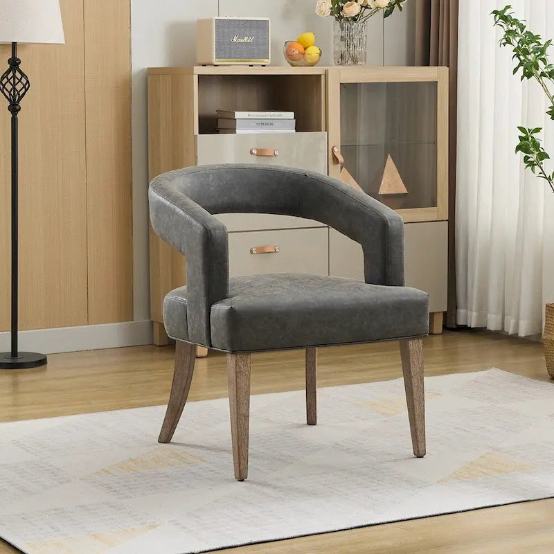 Fauteuil d'appoint rembourré, moderne, large de 25,79 po, dossier ouvert, en forme de tonneau