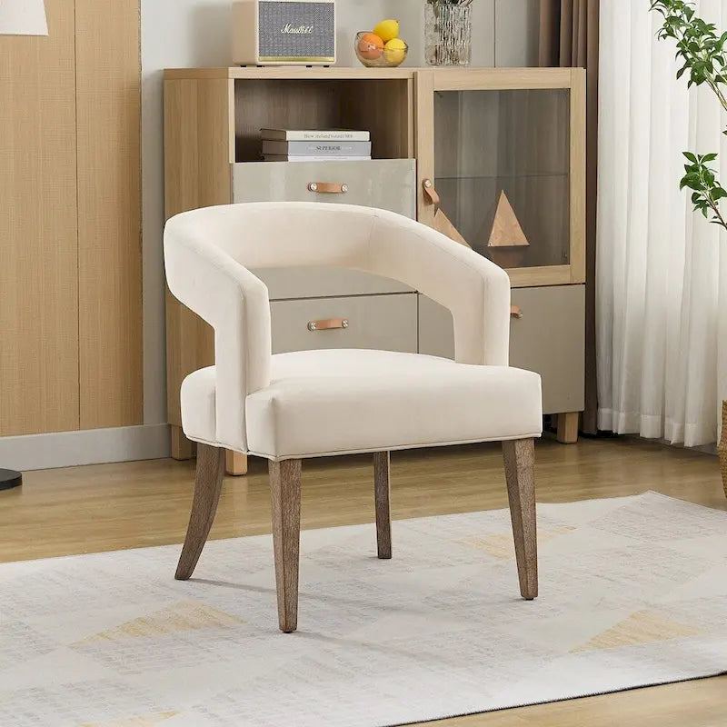 Fauteuil d'appoint rembourré, moderne, large de 25,79 po, dossier ouvert, en forme de tonneau