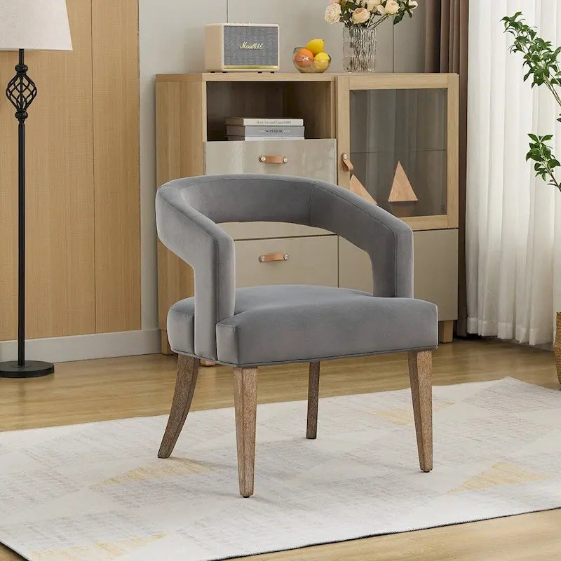 Fauteuil d'appoint rembourré, moderne, large de 25,79 po, dossier ouvert, en forme de tonneau