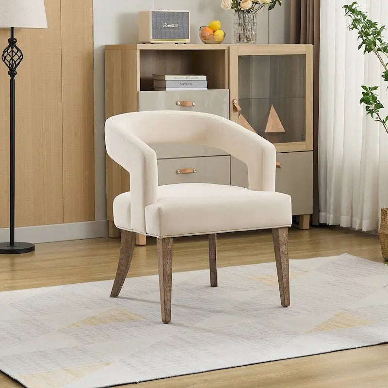 Fauteuil d'appoint rembourré, moderne, large de 25,79 po, dossier ouvert, en forme de tonneau