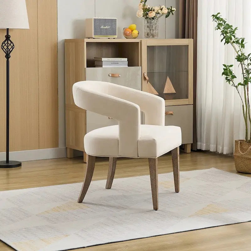 Fauteuil d'appoint rembourré, moderne, large de 25,79 po, dossier ouvert, en forme de tonneau