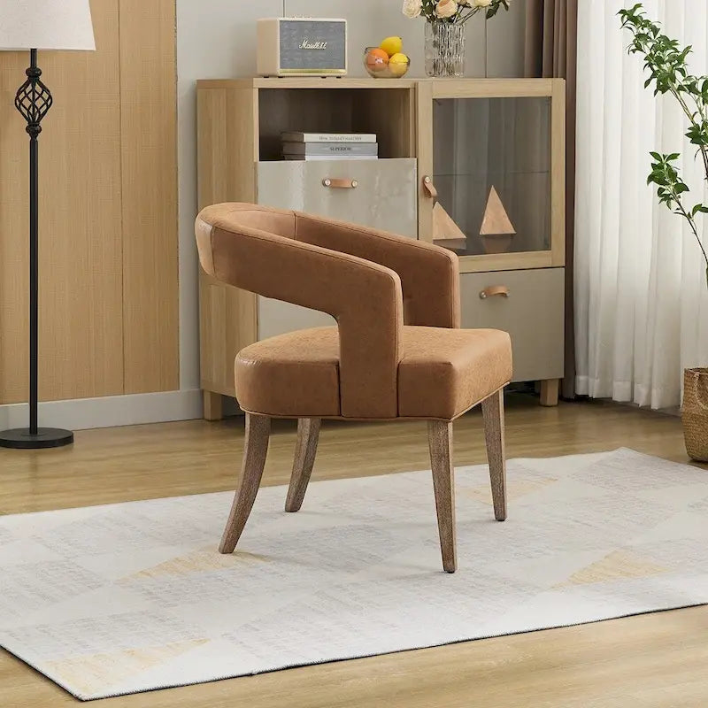 Fauteuil d'appoint rembourré, moderne, large de 25,79 po, dossier ouvert, en forme de tonneau
