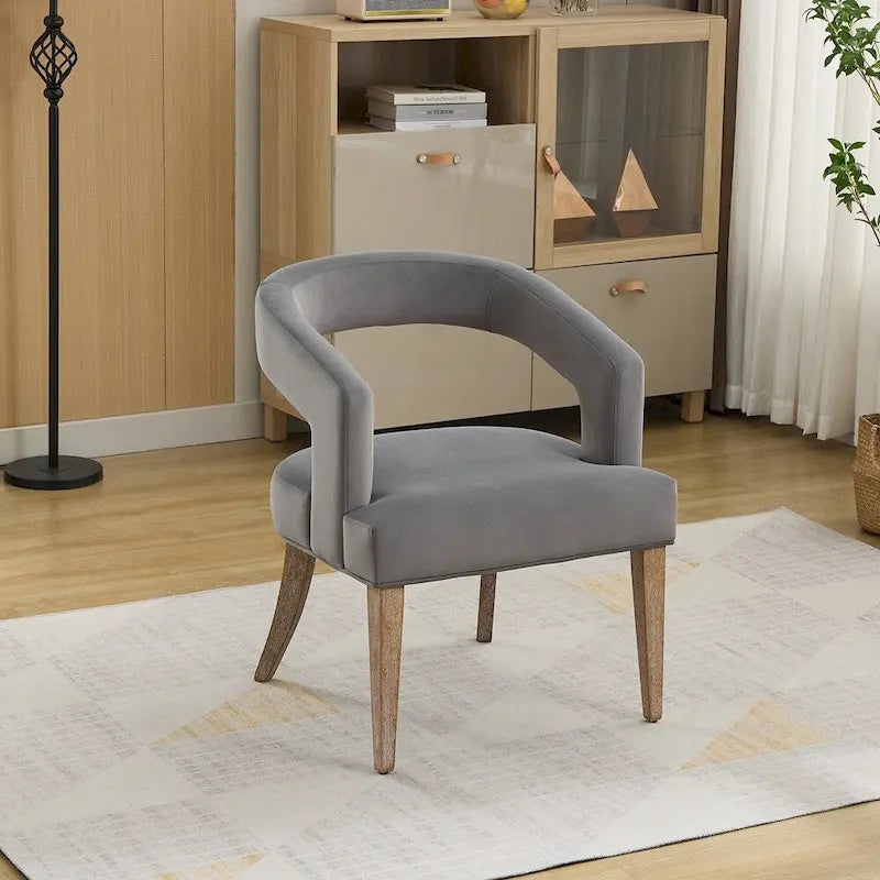 Fauteuil d'appoint rembourré, moderne, large de 25,79 po, dossier ouvert, en forme de tonneau