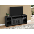 Meuble TV noir moderne en bois recyclé pour téléviseurs 55 pouces avec placards et étagères – 60,3 cm (H) x 149,9 cm (l) x 39,4 cm (P)