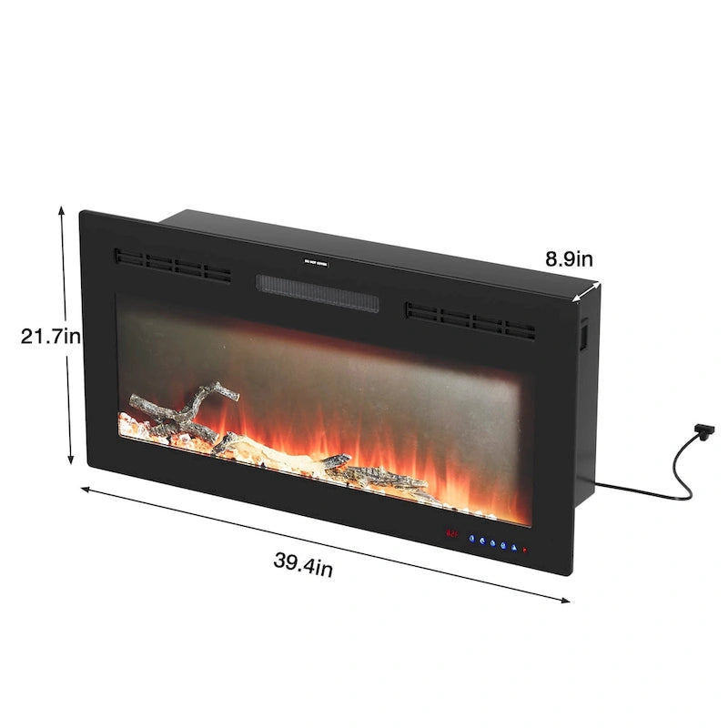 Meuble TV rustique de 70 pouces (Cheminée électrique en option — 2 styles disponibles) — Table de centre de divertissement multimédia avec étagères