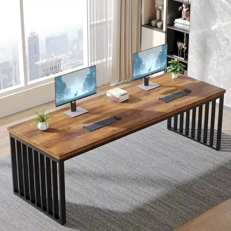 Ce bureau d'ordinateur pour deux personnes de 78,7 pouces — Un bureau de direction en bois pour un usage à domicile ou au bureau