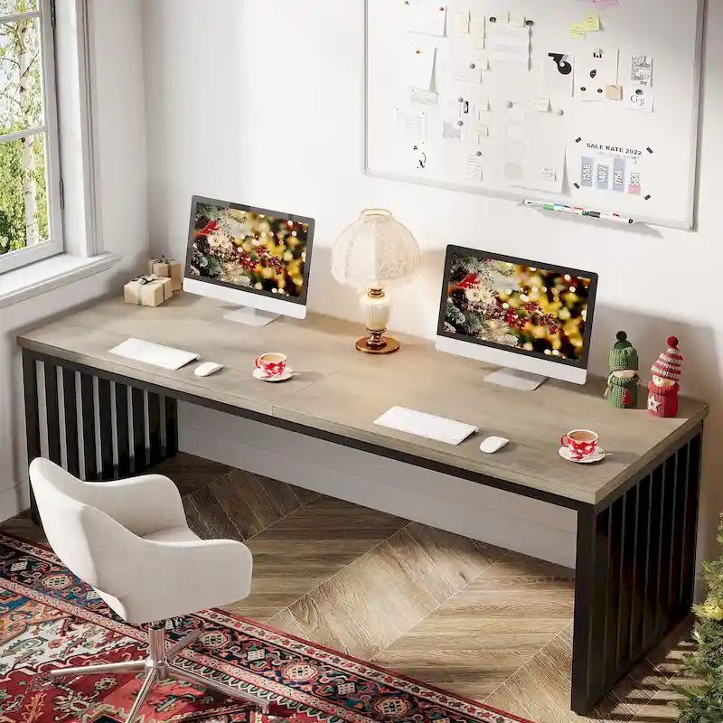 Ce bureau d'ordinateur pour deux personnes de 78,7 pouces — Un bureau de direction en bois pour un usage à domicile ou au bureau