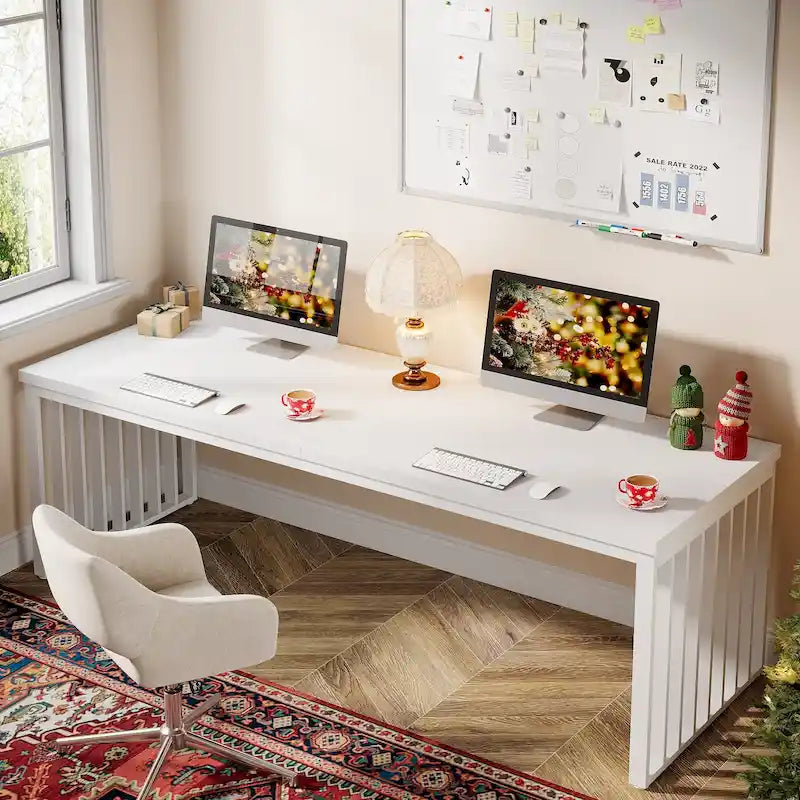 Ce bureau d'ordinateur pour deux personnes de 78,7 pouces — Un bureau de direction en bois pour un usage à domicile ou au bureau