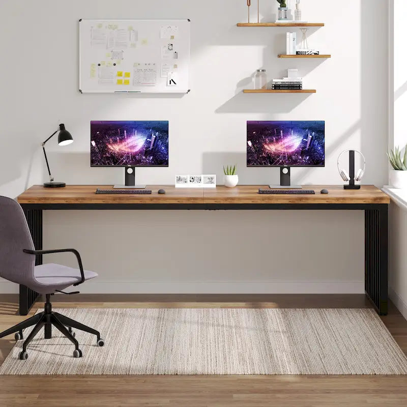Ce bureau d'ordinateur pour deux personnes de 78,7 pouces — Un bureau de direction en bois pour un usage à domicile ou au bureau