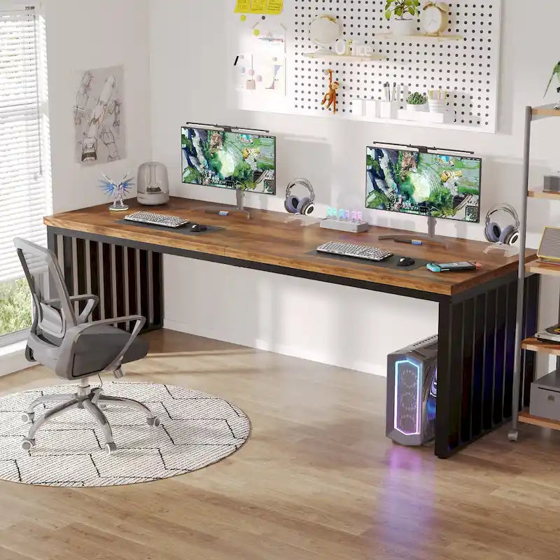 Ce bureau d'ordinateur pour deux personnes de 78,7 pouces — Un bureau de direction en bois pour un usage à domicile ou au bureau
