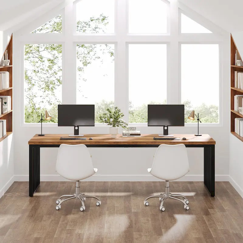 Ce bureau d'ordinateur pour deux personnes de 78,7 pouces — Un bureau de direction en bois pour un usage à domicile ou au bureau