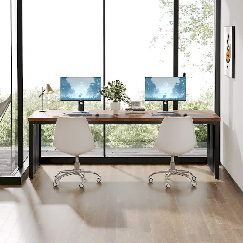 Ce bureau d'ordinateur pour deux personnes de 78,7 pouces — Un bureau de direction en bois pour un usage à domicile ou au bureau