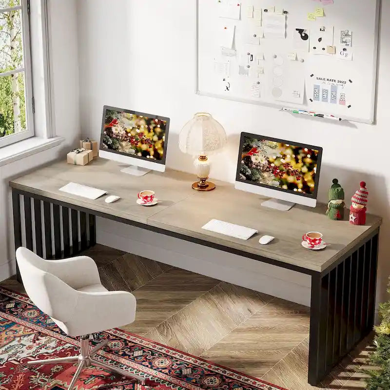 Ce bureau d'ordinateur pour deux personnes de 78,7 pouces — Un bureau de direction en bois pour un usage à domicile ou au bureau