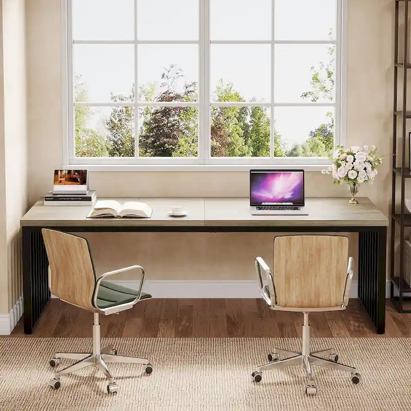 Ce bureau d'ordinateur pour deux personnes de 78,7 pouces — Un bureau de direction en bois pour un usage à domicile ou au bureau