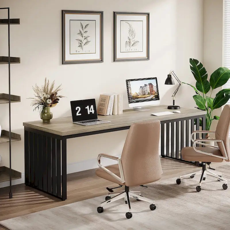 Ce bureau d'ordinateur pour deux personnes de 78,7 pouces — Un bureau de direction en bois pour un usage à domicile ou au bureau
