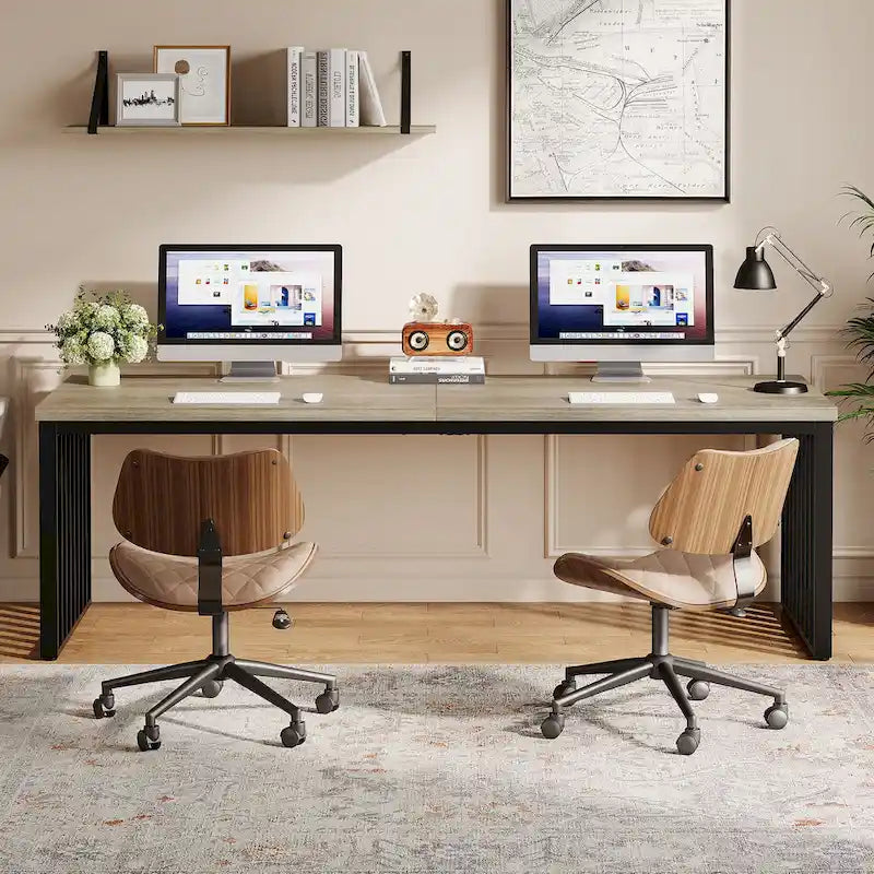 Ce bureau d'ordinateur pour deux personnes de 78,7 pouces — Un bureau de direction en bois pour un usage à domicile ou au bureau