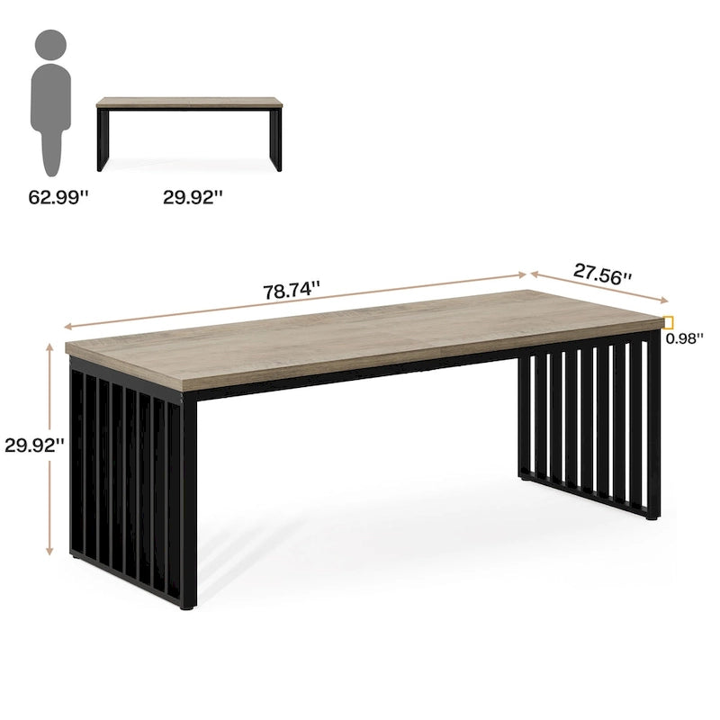 Ce bureau d'ordinateur pour deux personnes de 78,7 pouces — Un bureau de direction en bois pour un usage à domicile ou au bureau