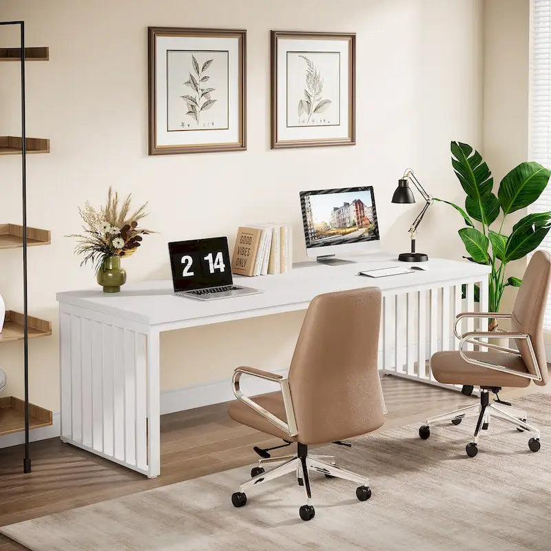 Ce bureau d'ordinateur pour deux personnes de 78,7 pouces — Un bureau de direction en bois pour un usage à domicile ou au bureau
