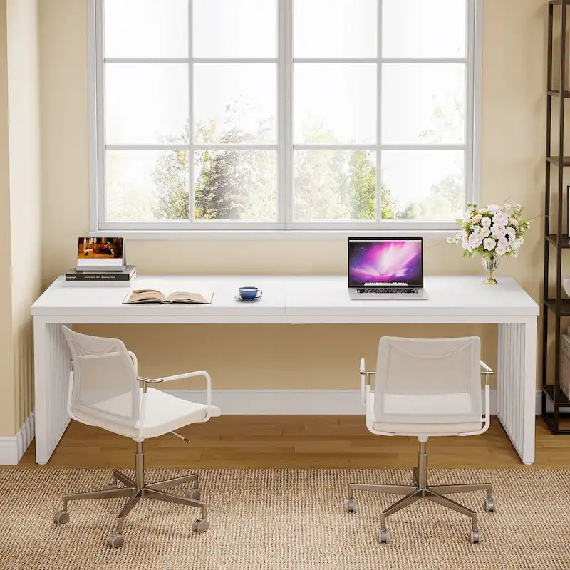 Ce bureau d'ordinateur pour deux personnes de 78,7 pouces — Un bureau de direction en bois pour un usage à domicile ou au bureau
