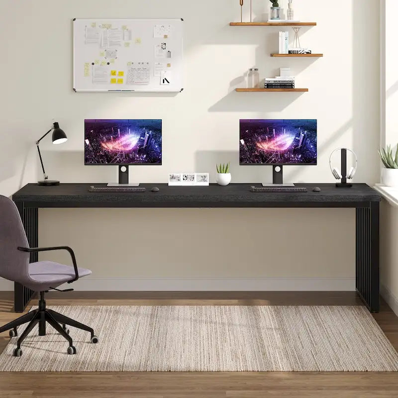 Ce bureau d'ordinateur pour deux personnes de 78,7 pouces — Un bureau de direction en bois pour un usage à domicile ou au bureau