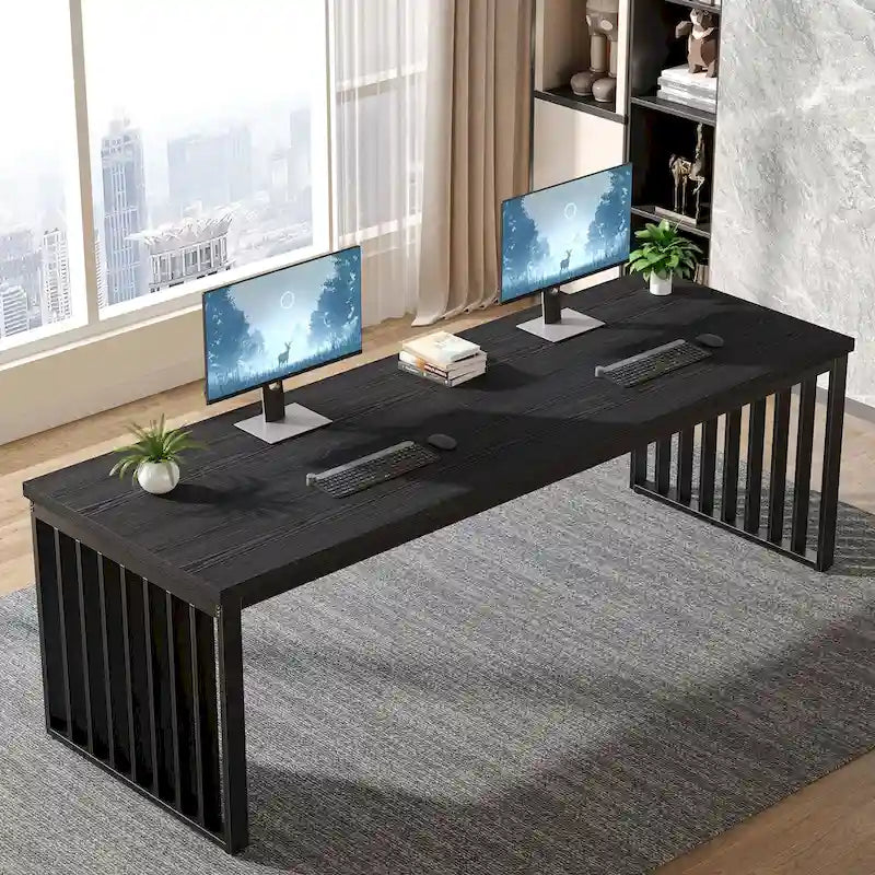 Ce bureau d'ordinateur pour deux personnes de 78,7 pouces — Un bureau de direction en bois pour un usage à domicile ou au bureau