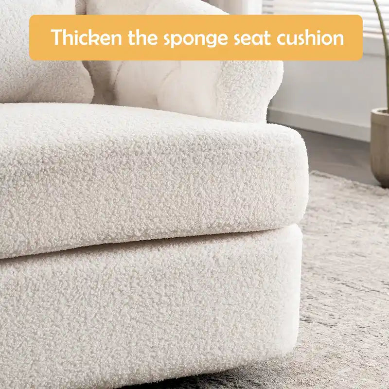 Fauteuil pivotant en velours avec pouf, rotation 360° et capacité de 136 kg
