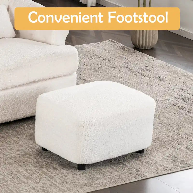Fauteuil pivotant en velours avec pouf, rotation 360° et capacité de 136 kg
