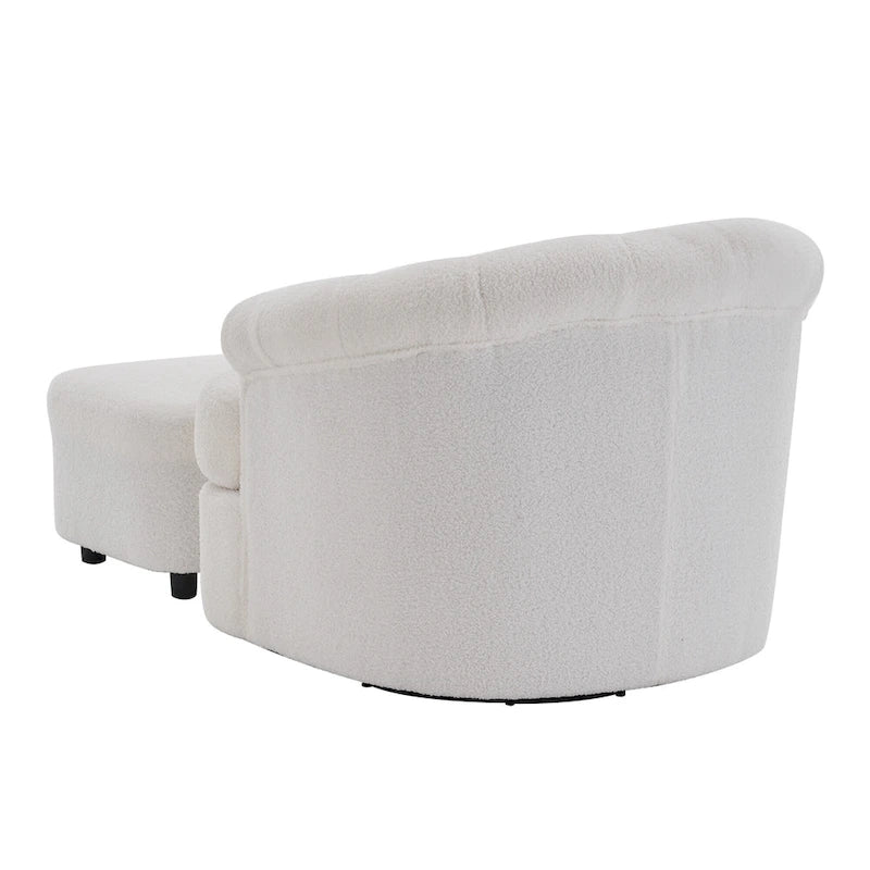 Fauteuil pivotant en velours avec pouf, rotation 360° et capacité de 136 kg
