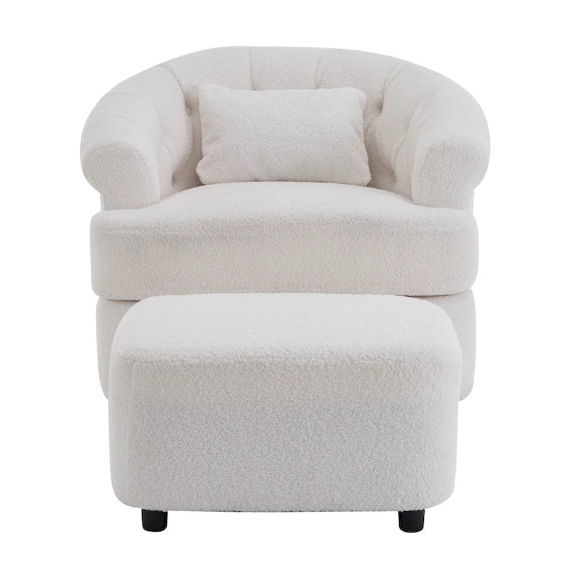 Fauteuil pivotant en velours avec pouf, rotation 360° et capacité de 136 kg