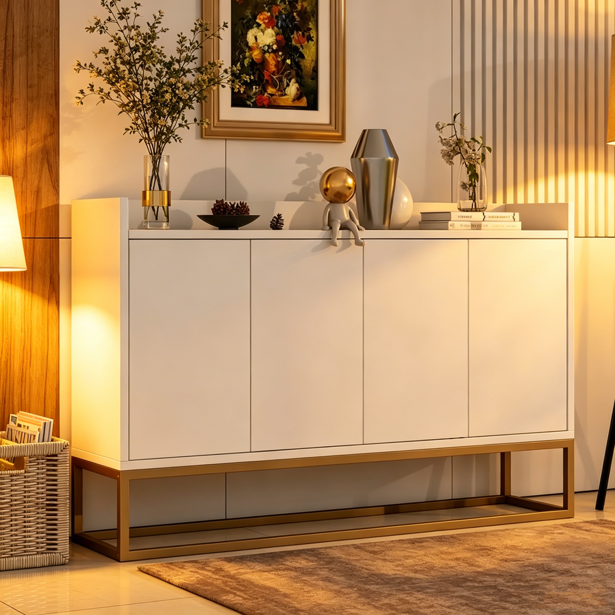 47.2 Buffet moderne 4 portes avec piètement en métal