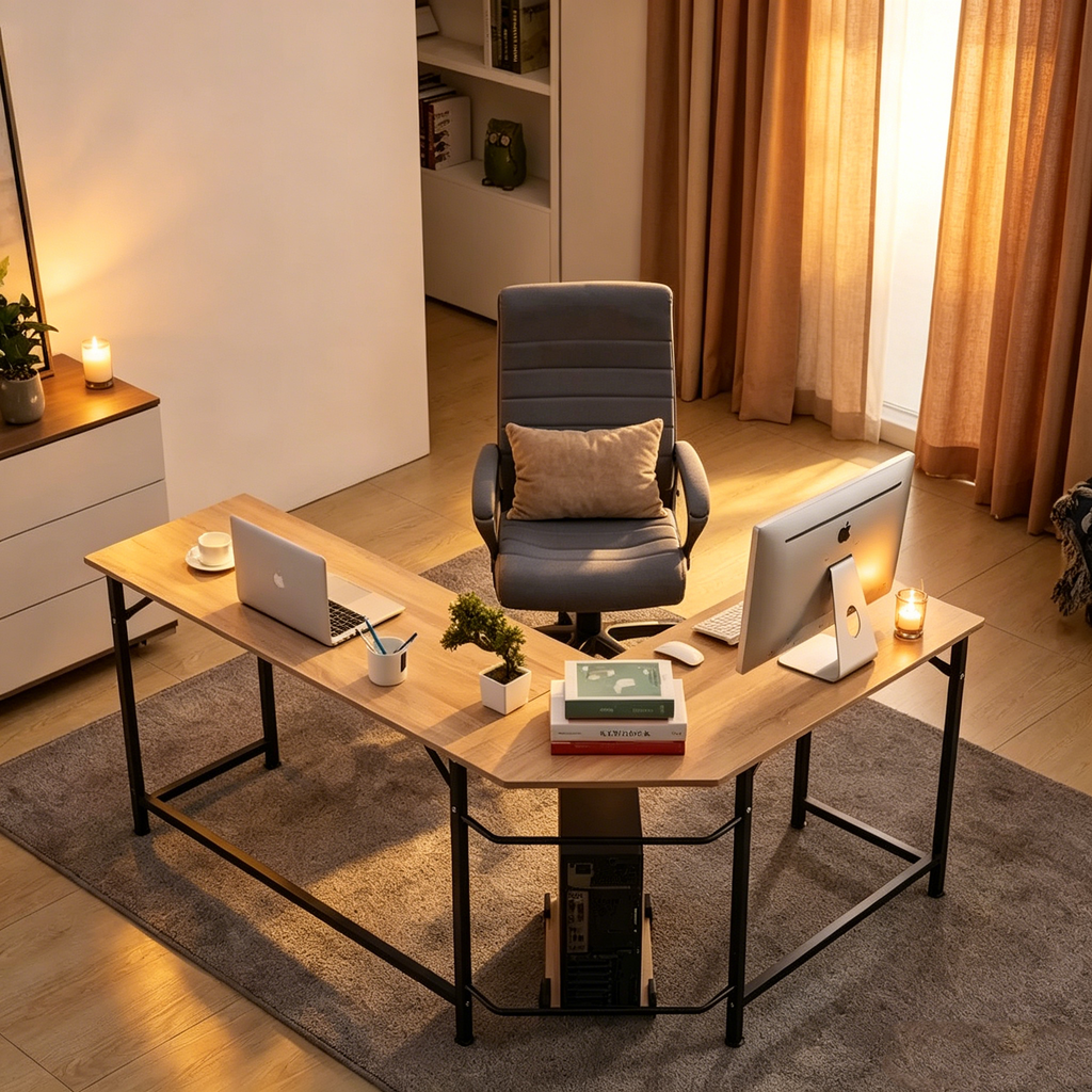 Bureau de jeu d'angle en L, MDF 7121