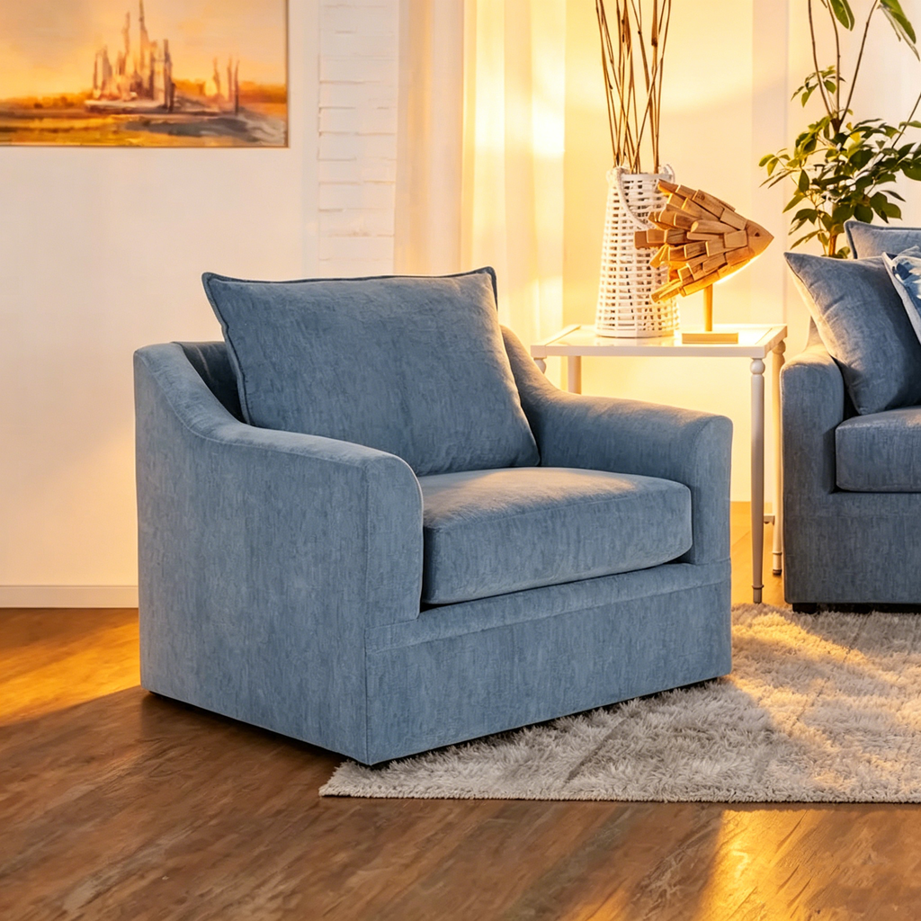 Chaise pivotante à dossier coussiné