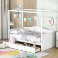 Lit de repos à baldaquin en bois, format jumeau, avec 2 tiroirs