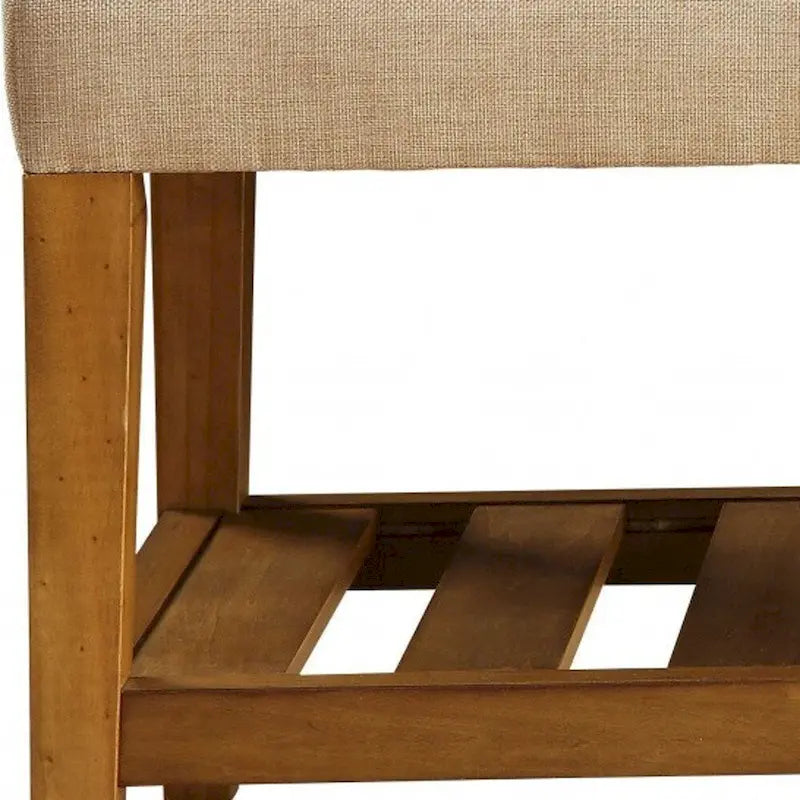 Banc 40 po en polyester beige et marron avec tablettes