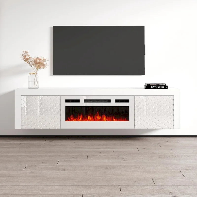 Meuble TV de 180 cm avec cheminée électrique