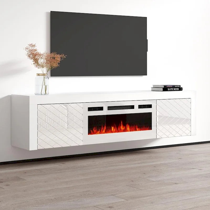 Meuble TV de 180 cm avec cheminée électrique