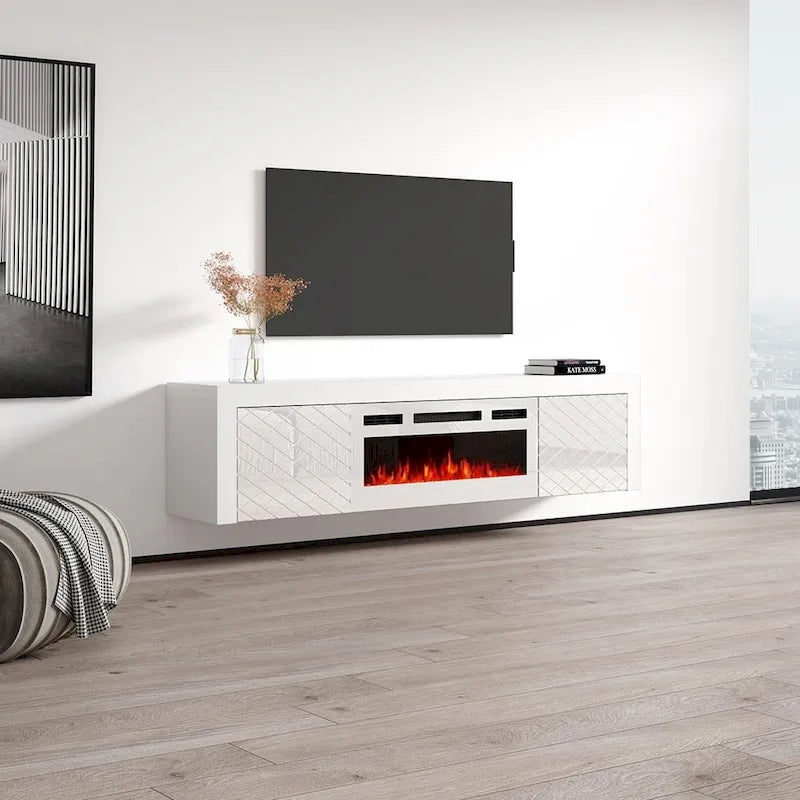 Meuble TV de 180 cm avec cheminée électrique
