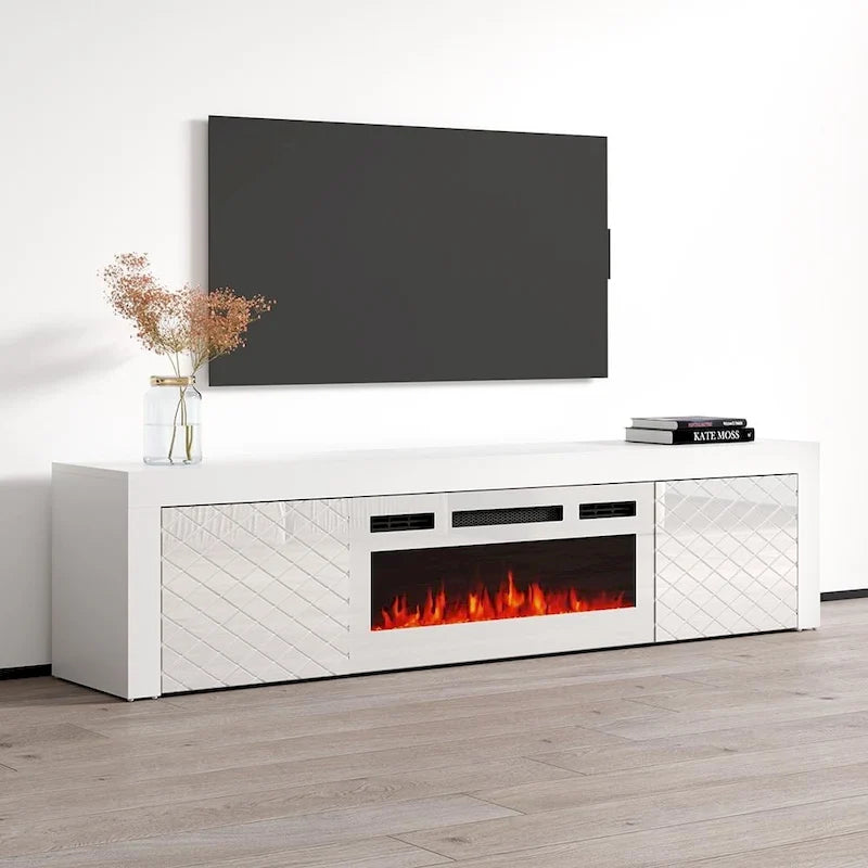 Meuble TV de 180 cm avec cheminée électrique